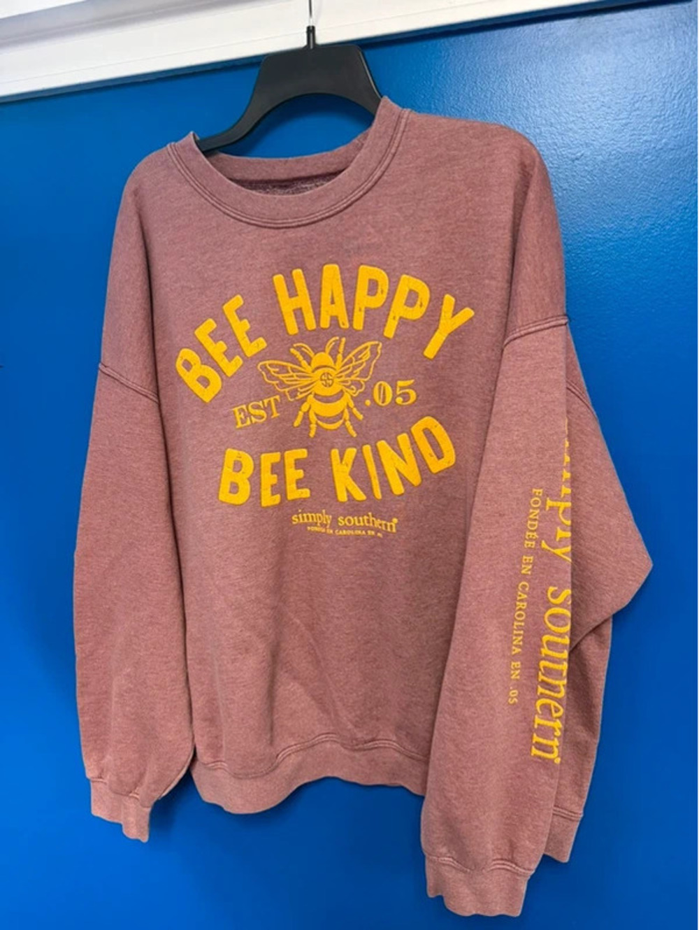 Simply Southern Bee Happy Bee Kind Sweatshirt Womens 2XL Rose